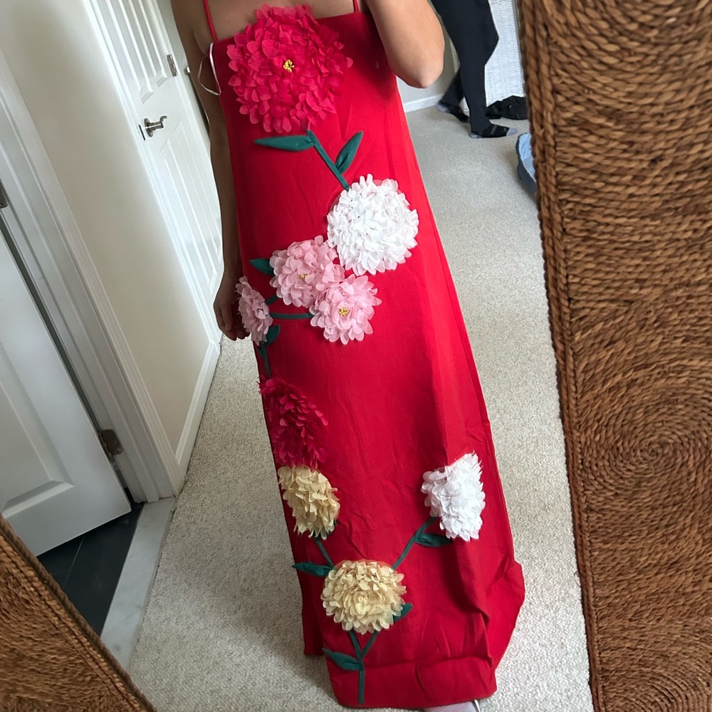Elliatt Buttercup Embroidered Maxi Dress In Red - Picture 8 of 11